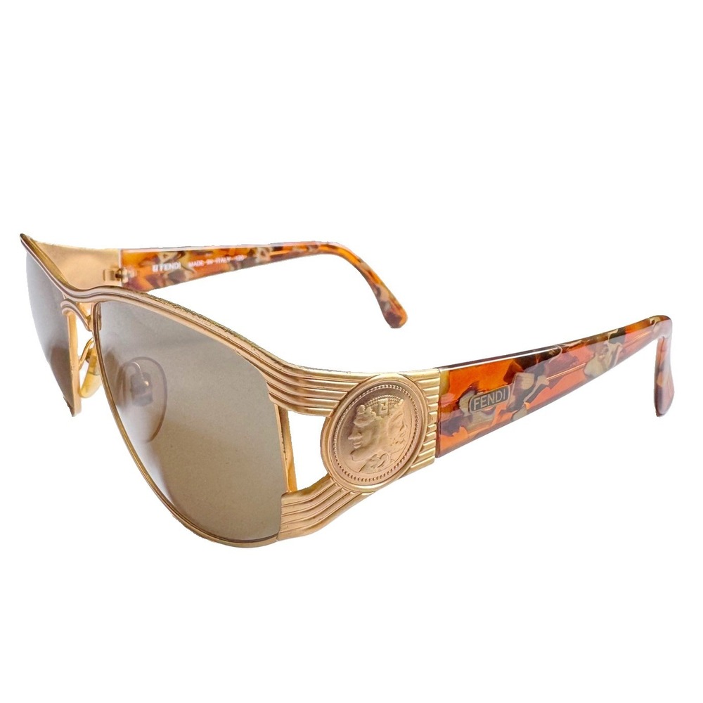 FENDI FS-232 Brown Gold Sunglasses 59-15 Col. 141 120 with Case
